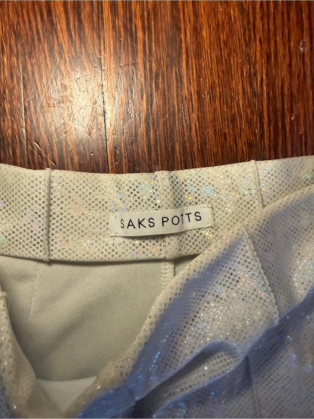 Saks Potts White Iridescent Sequin Top View 4